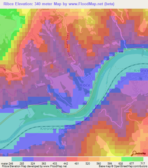 Ribce,Slovenia Elevation Map