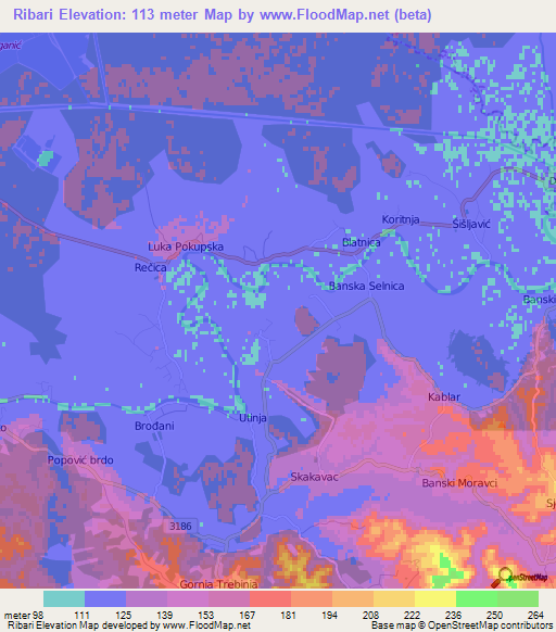 Ribari,Croatia Elevation Map