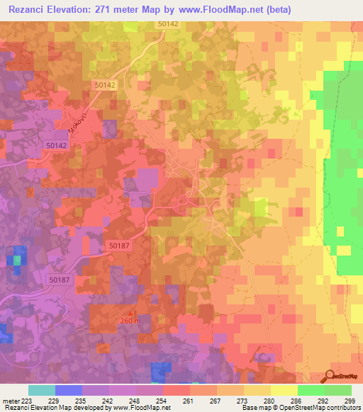 Rezanci,Croatia Elevation Map