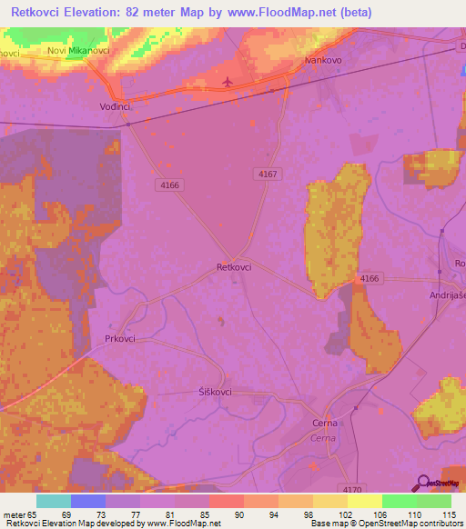 Retkovci,Croatia Elevation Map