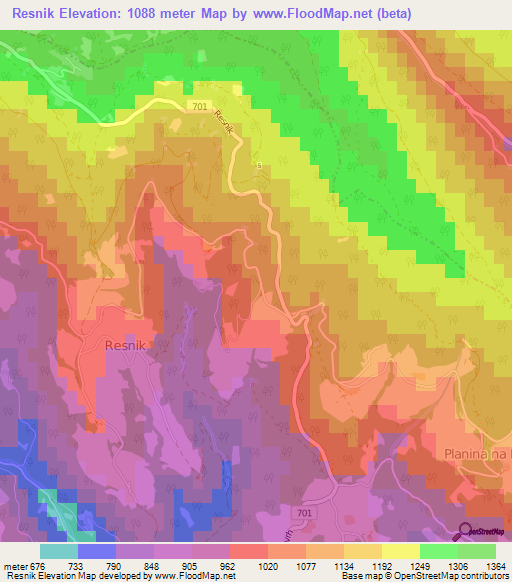 Resnik,Slovenia Elevation Map