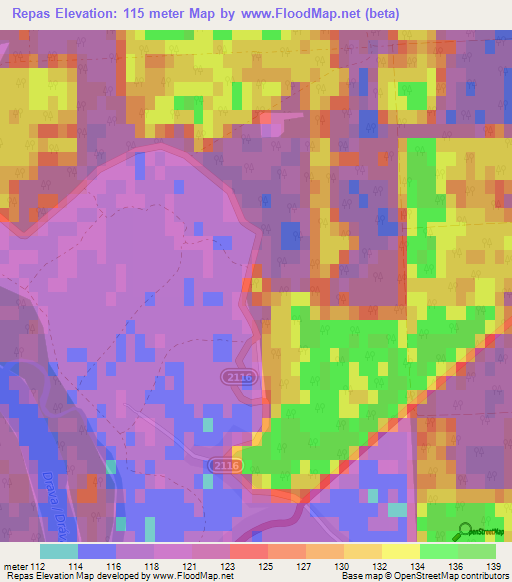 Repas,Croatia Elevation Map