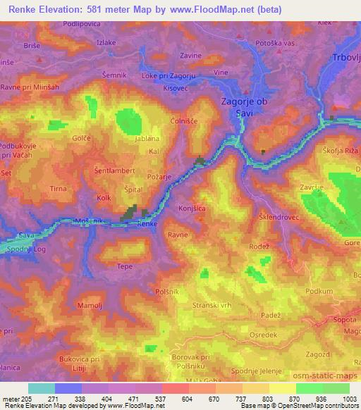 Renke,Slovenia Elevation Map