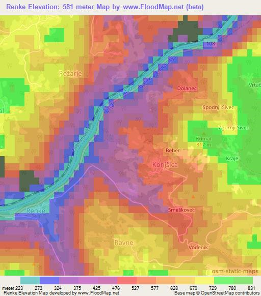 Renke,Slovenia Elevation Map