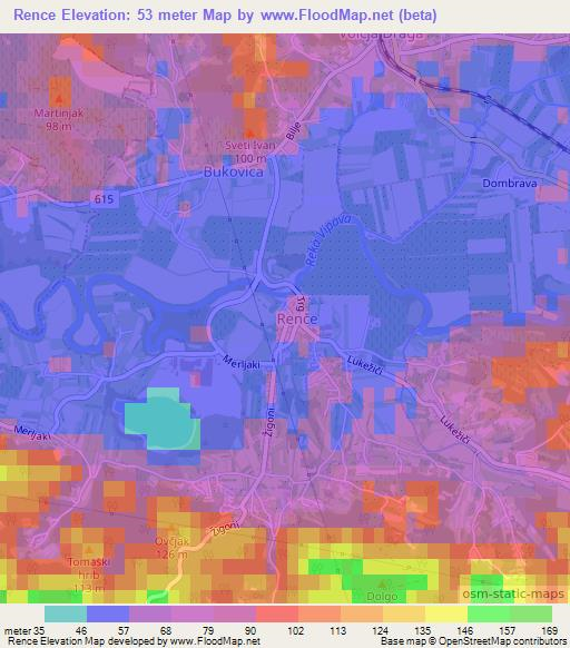 Rence,Slovenia Elevation Map