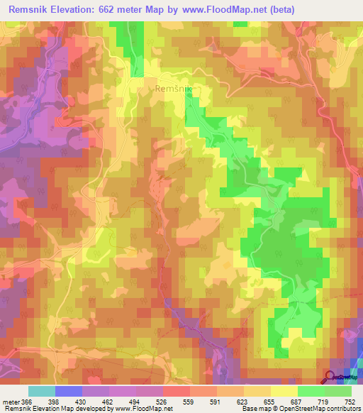 Remsnik,Slovenia Elevation Map