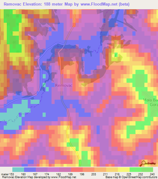 Removac,Croatia Elevation Map