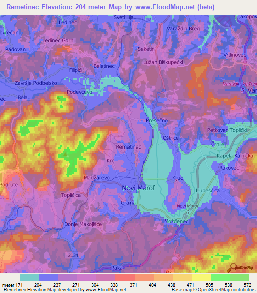 Remetinec,Croatia Elevation Map