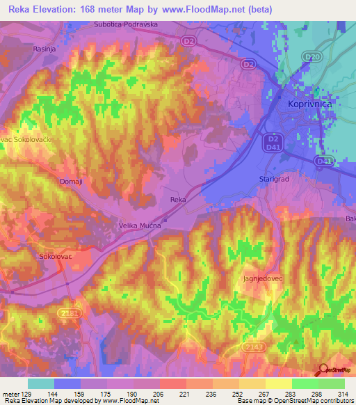 Reka,Croatia Elevation Map