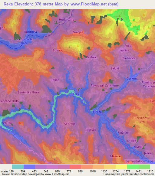 Reka,Slovenia Elevation Map