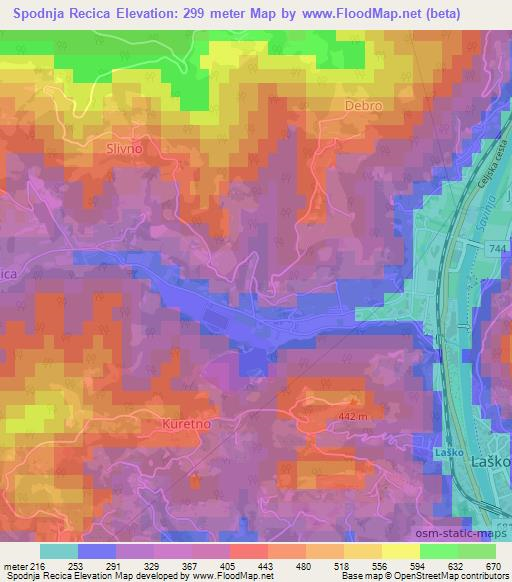 Spodnja Recica,Slovenia Elevation Map