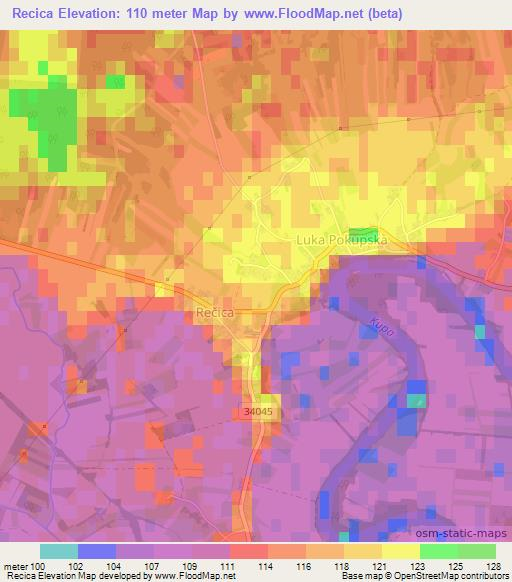 Recica,Croatia Elevation Map