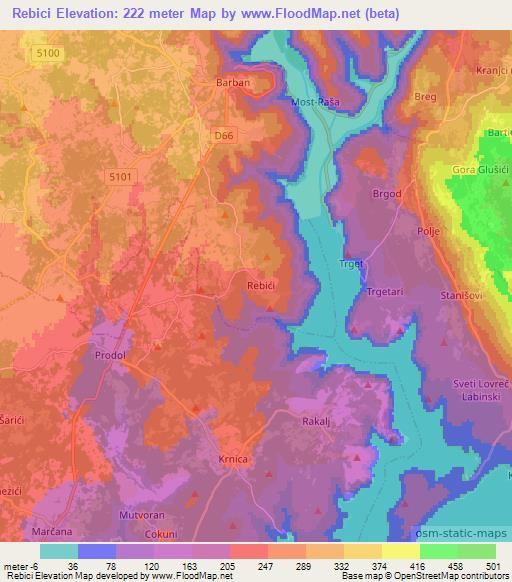 Rebici,Croatia Elevation Map