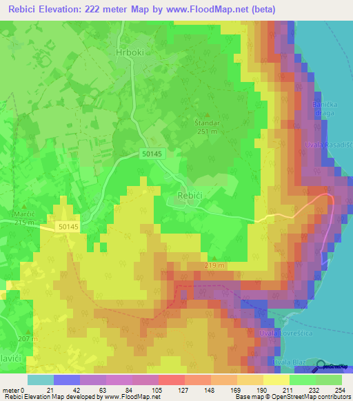 Rebici,Croatia Elevation Map