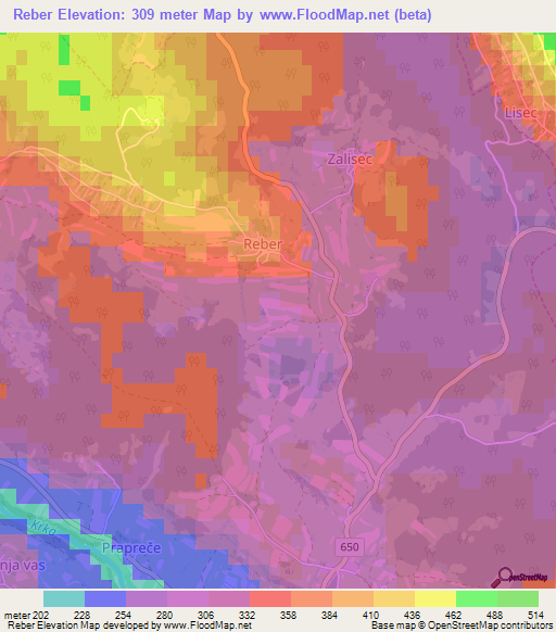 Reber,Slovenia Elevation Map