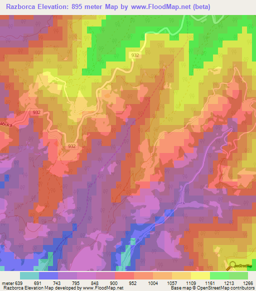 Razborca,Slovenia Elevation Map