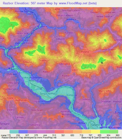 Razbor,Slovenia Elevation Map