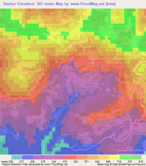 Razbor,Slovenia Elevation Map