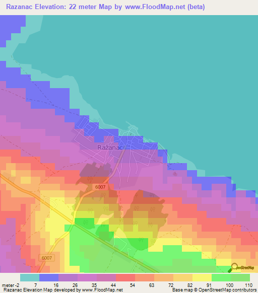 Razanac,Croatia Elevation Map