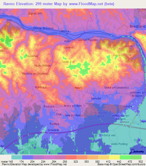 Ravno,Slovenia Elevation Map