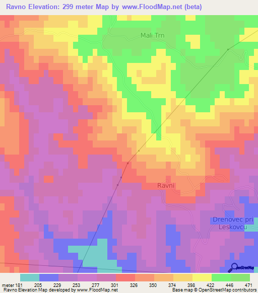 Ravno,Slovenia Elevation Map