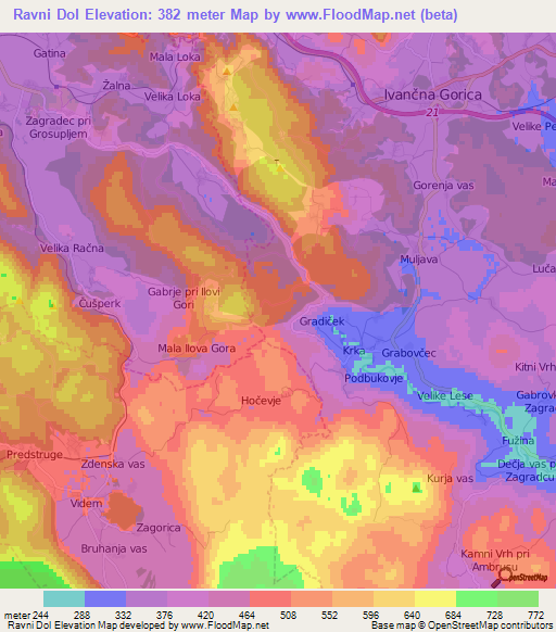 Ravni Dol,Slovenia Elevation Map