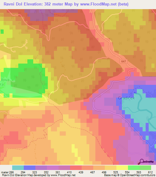 Ravni Dol,Slovenia Elevation Map