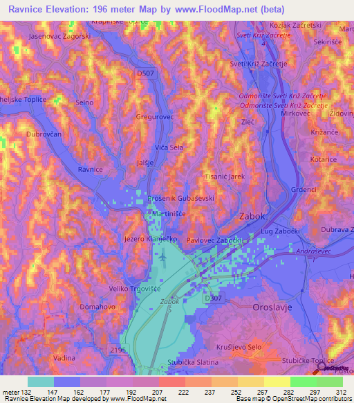 Ravnice,Croatia Elevation Map