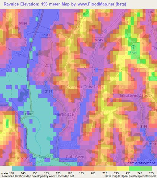 Ravnice,Croatia Elevation Map