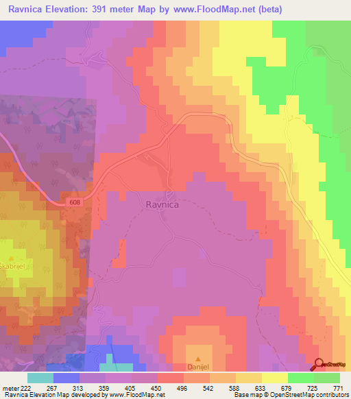 Ravnica,Slovenia Elevation Map