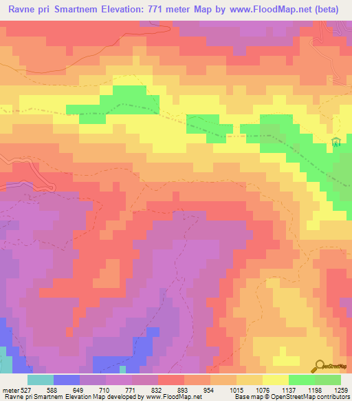 Ravne pri Smartnem,Slovenia Elevation Map