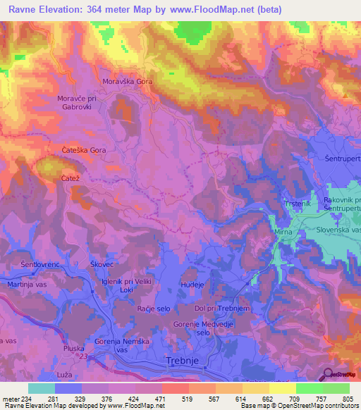 Ravne,Slovenia Elevation Map