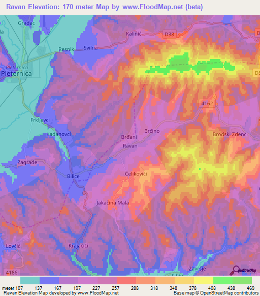 Ravan,Croatia Elevation Map