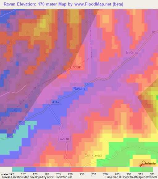 Ravan,Croatia Elevation Map