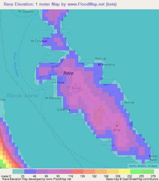 Rava,Croatia Elevation Map