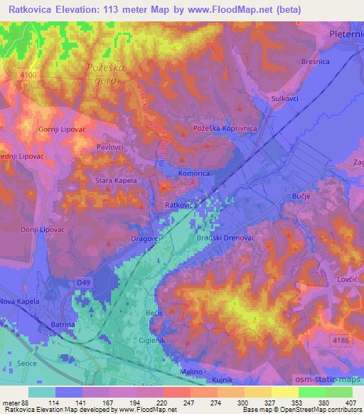 Ratkovica,Croatia Elevation Map