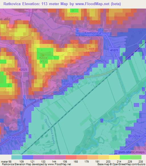 Ratkovica,Croatia Elevation Map