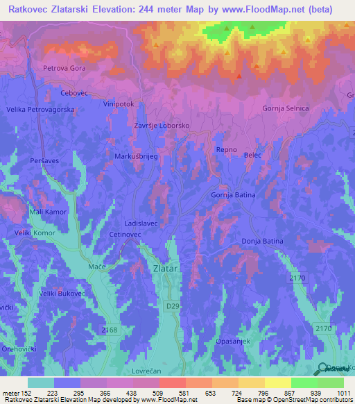 Ratkovec Zlatarski,Croatia Elevation Map