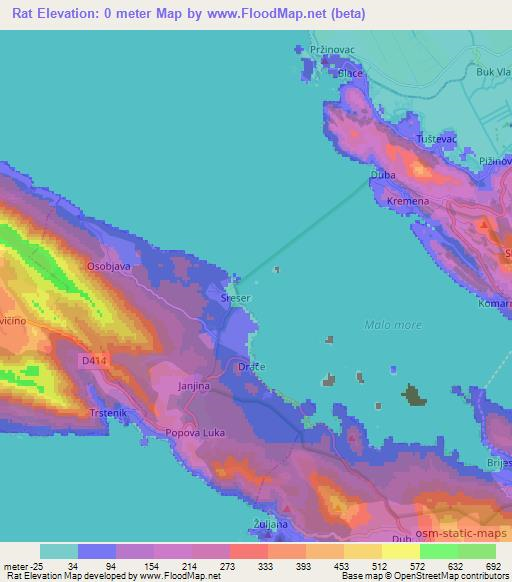 Rat,Croatia Elevation Map