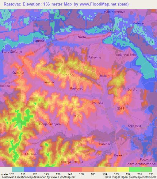 Rastovac,Croatia Elevation Map