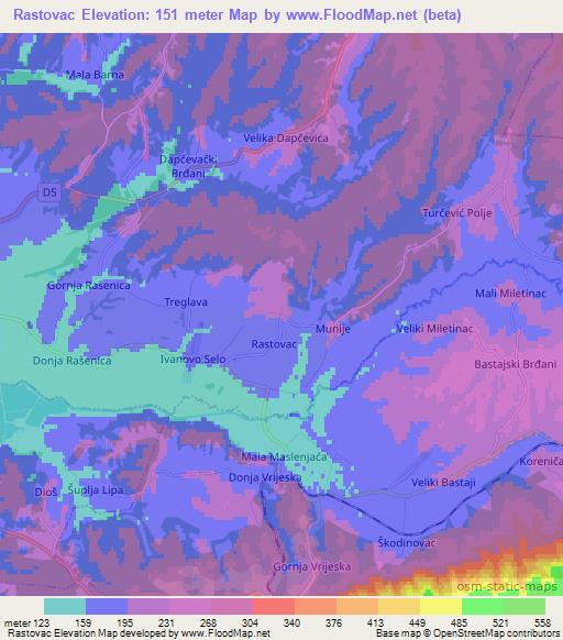 Rastovac,Croatia Elevation Map