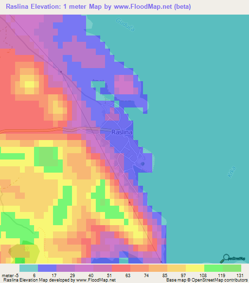 Raslina,Croatia Elevation Map