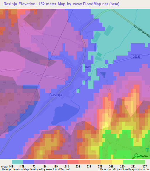 Rasinja,Croatia Elevation Map