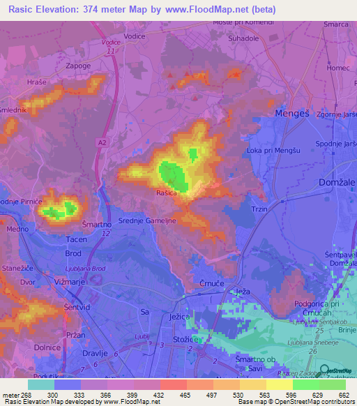 Rasic,Slovenia Elevation Map