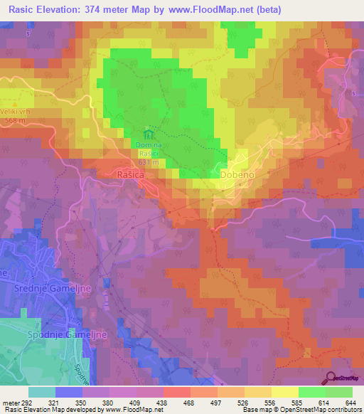 Rasic,Slovenia Elevation Map