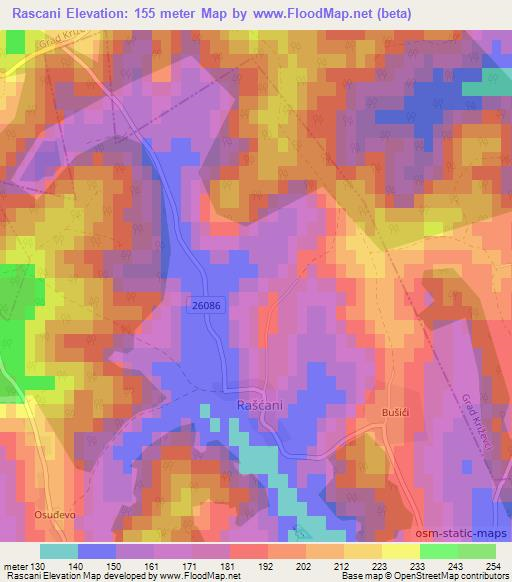 Rascani,Croatia Elevation Map