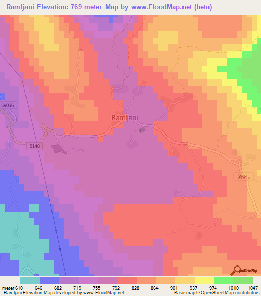 Ramljani,Croatia Elevation Map