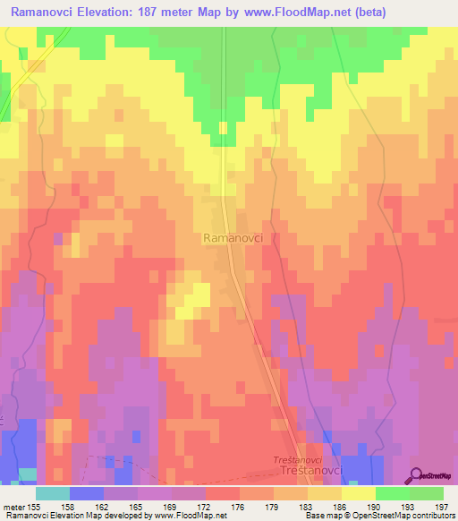 Ramanovci,Croatia Elevation Map