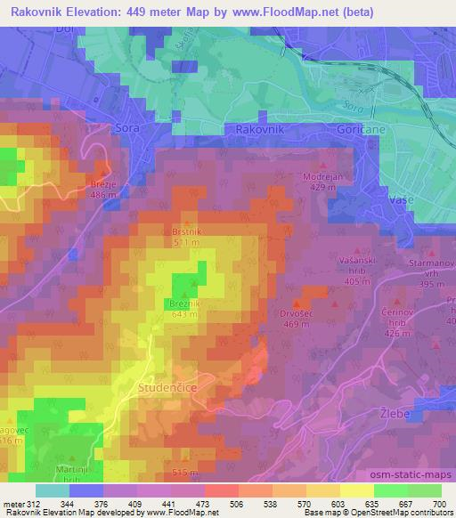 Rakovnik,Slovenia Elevation Map