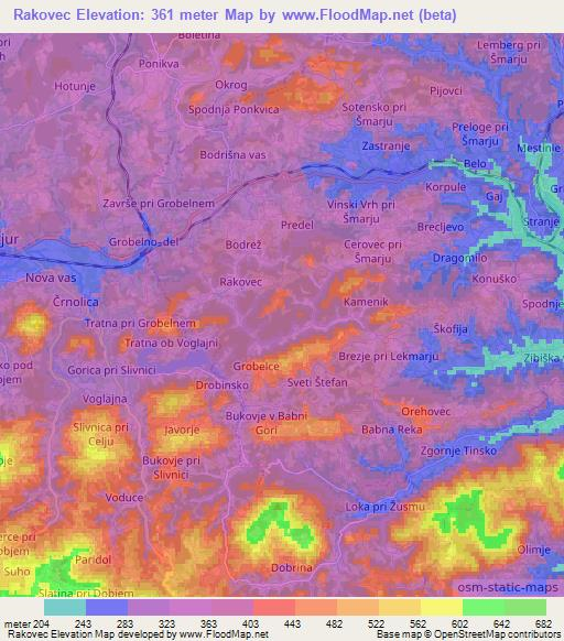 Rakovec,Slovenia Elevation Map